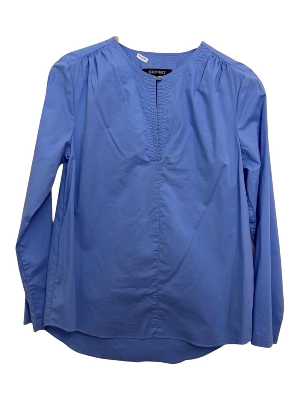 ELLEN Tracy pull over blouse cornflower blue cotton blend elastane small